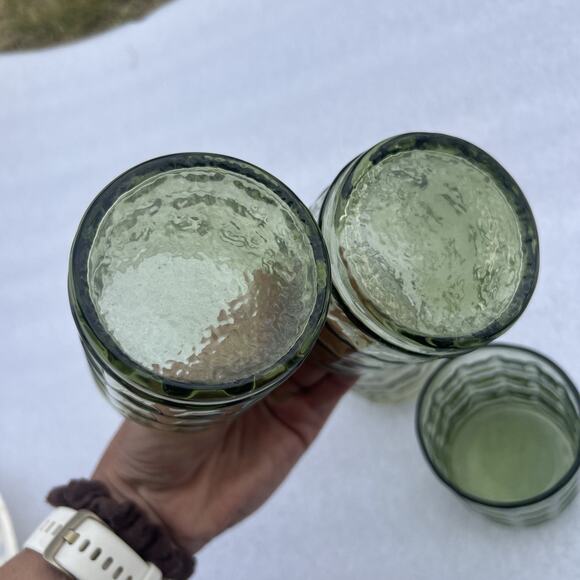 Libbey Amber Glass Short Drinking Cups Set Mid Century Avocado Green Set Of 4 - Picture 8 of 8